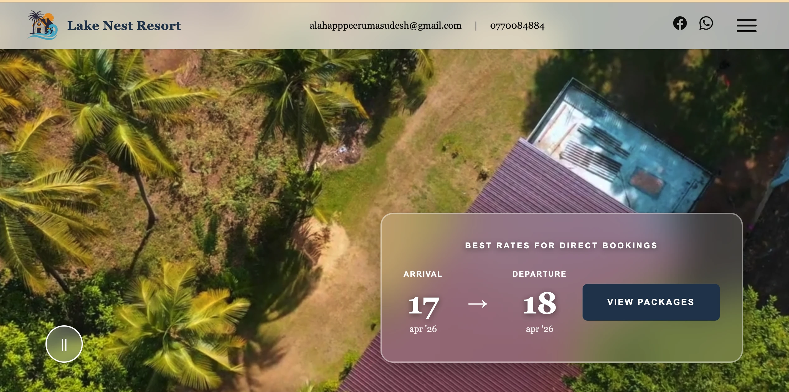 Lake Nest Resort website Sri Lanka